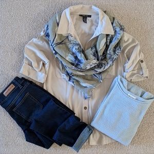 Style & Co. Beige Cotton Button Down Shirt, M